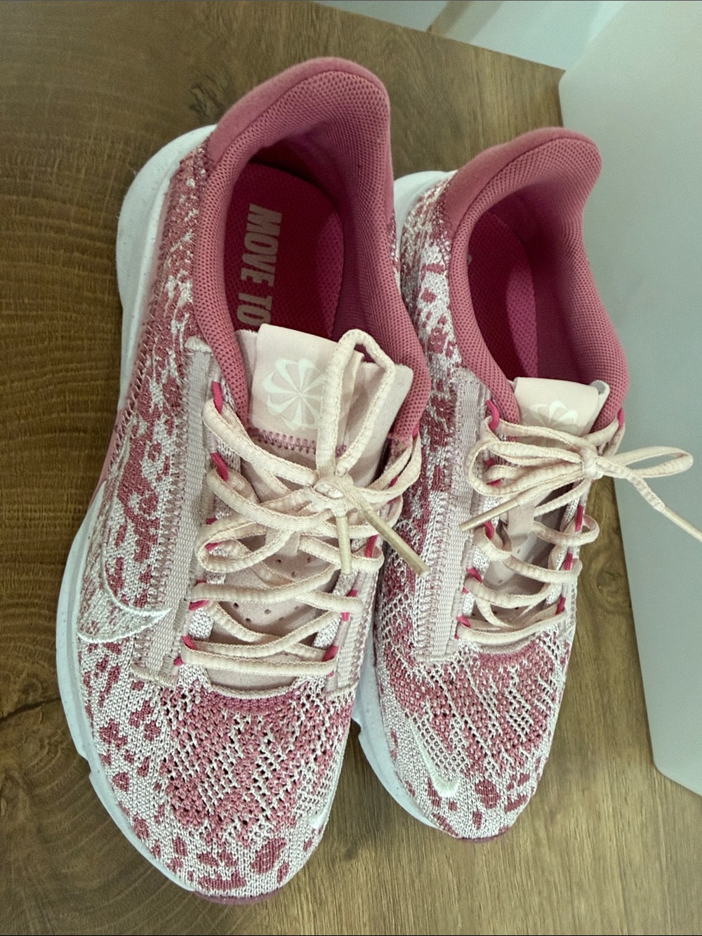 Nike Women's Pink and Light Pink Knit Training Sneakers